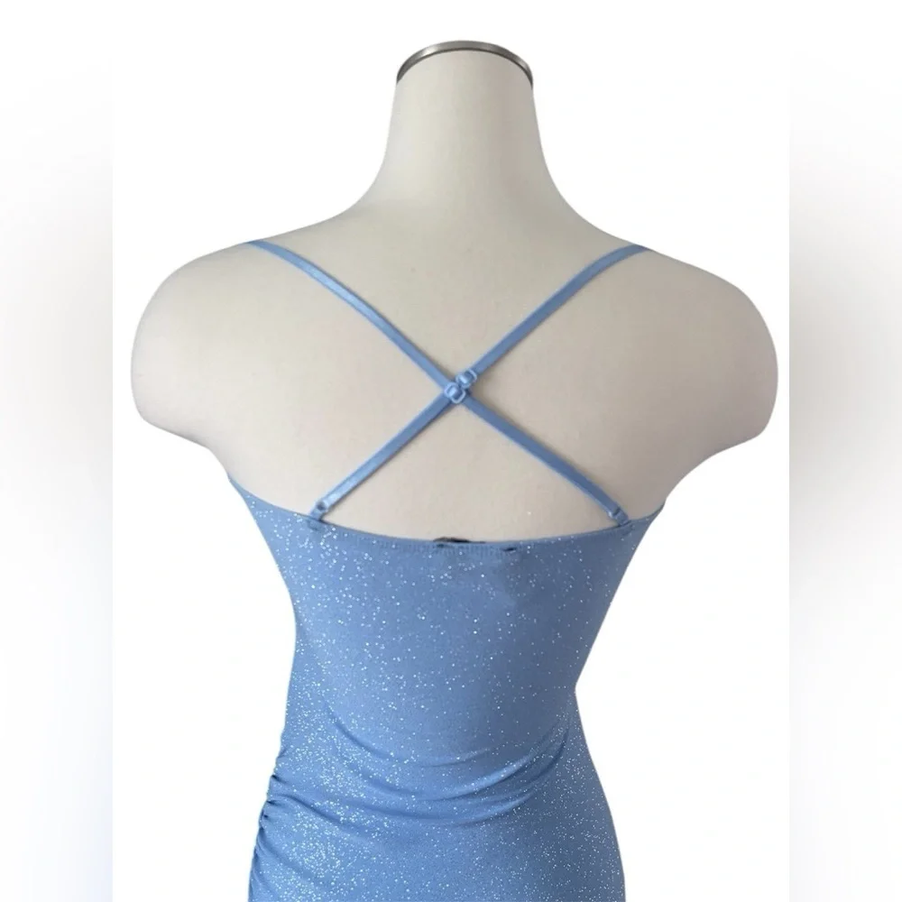 Blue Asymmetrical Midi Skirt